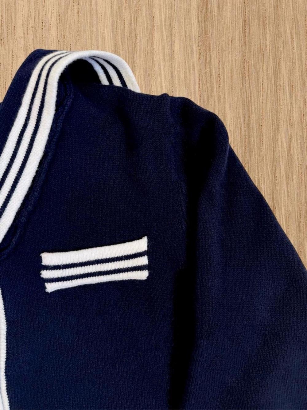Vintage Nautical Sailor Collar Knit Cardigan Navy White Preppy Coastal Small - Picture 3 of 4